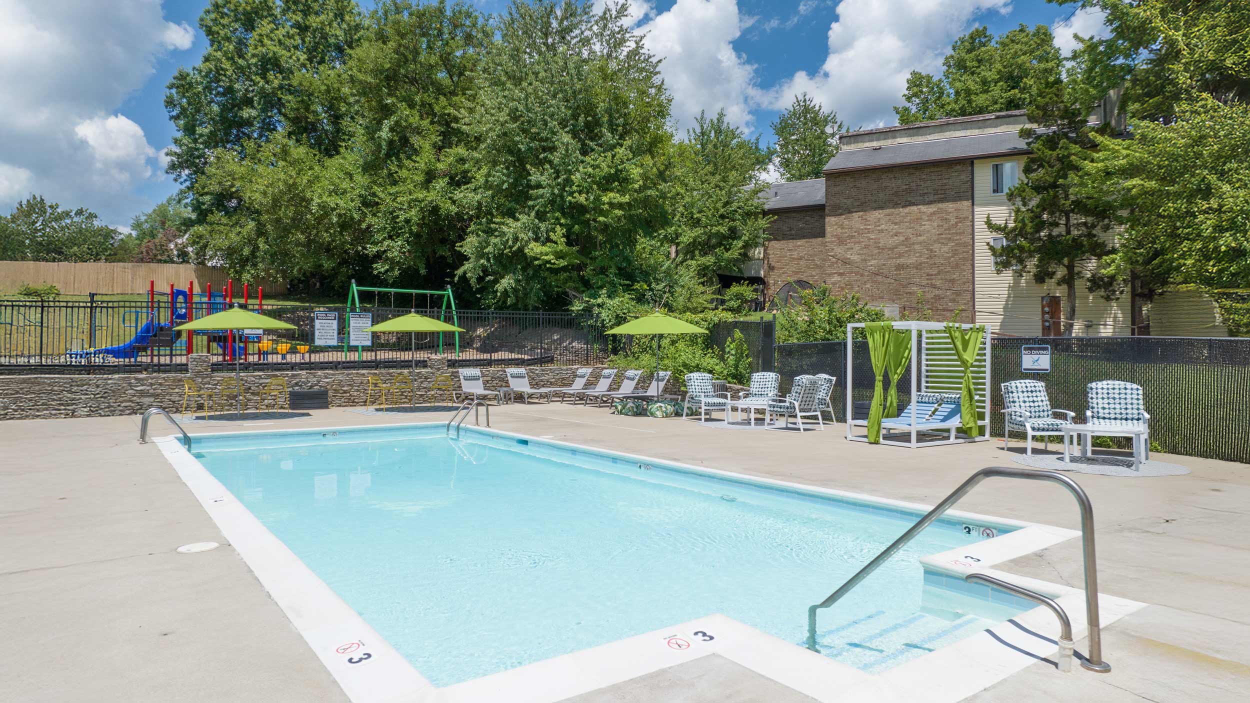 Stonewater Park pool and cabanas