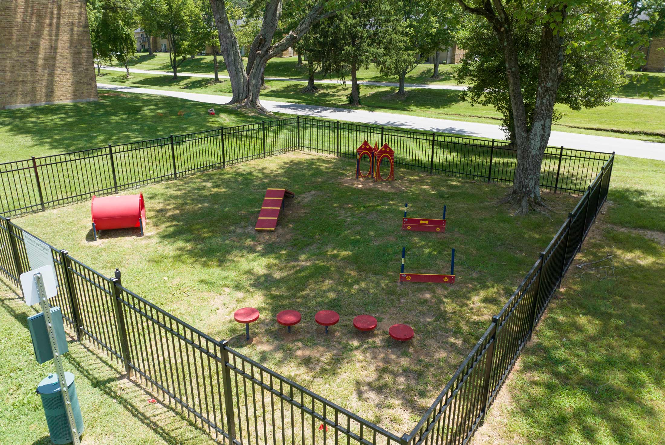 Dog park with agility equipment